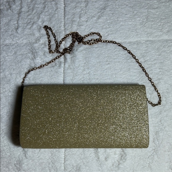 Gold Glitter Envelope Clutch with Chain Strap - Picture 9 of 9